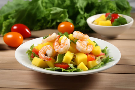 Shrimp salad mango diet. Asian fruit. Generate AIの素材