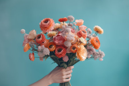 hand holding flowers. art gift. Generate AIの素材