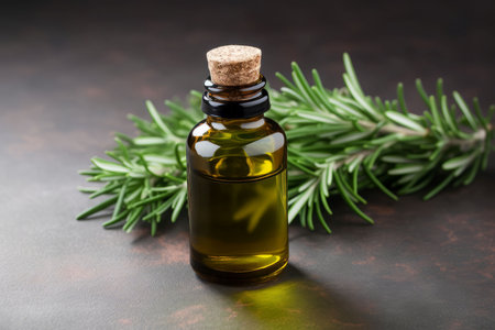 Rosemary oil aroma. Bottle massage. Generate AIの素材