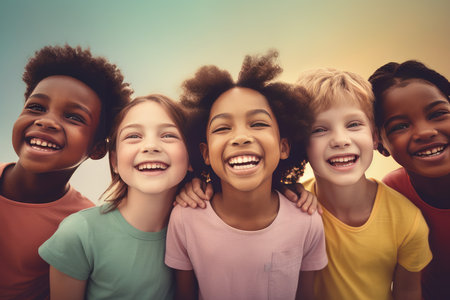 Multiethnic children. Life child happy. Generate AIの素材