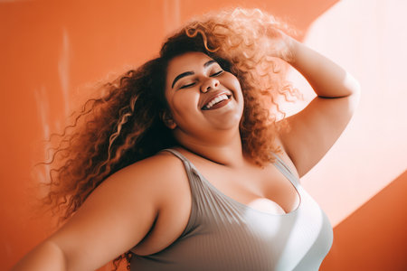 Plus size woman dance. fat chubby. Generate AIの素材