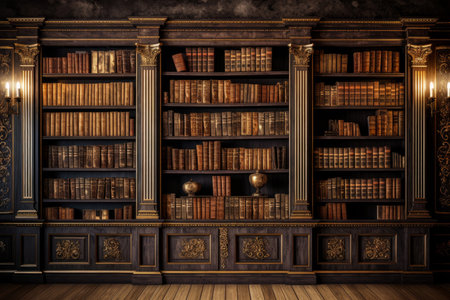old library shelf. interior room. Generate AIの素材