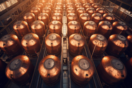 Brewery copper barrels. Beer drink Generate AIの素材
