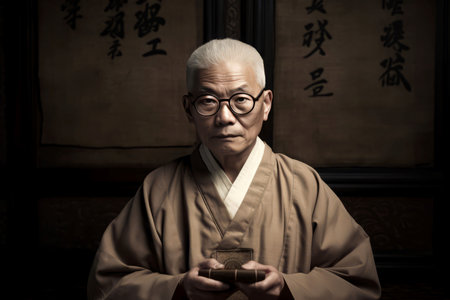 Chinese old man. People active smile. Generate AIの素材