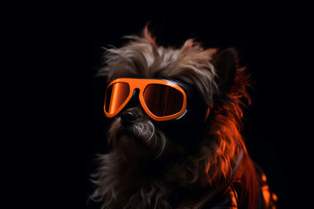 Dog eyeglasses orange. Cute pet. Generate AIの素材
