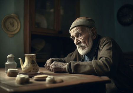 old man alone. smile male. Generate AIの素材