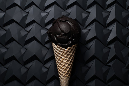 Pattern black ice cream. Summer food. Generate AIの素材