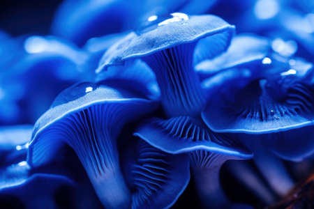 Blue macro pattern mushroom. Edible food. Generate AIの素材