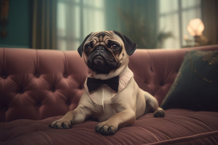 Pug boss. Busy office suit. Generate AIの素材