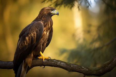 Eagle branch tree animal. American predator. Generate AIの素材
