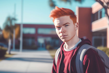 Handsome student portrait at university. Male education. Generate AIの素材