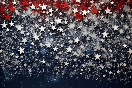 Dark blue red snowflakes stars christmas background. Xmas winter. Generate AIの素材