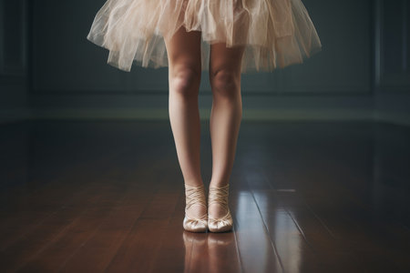 Legs of ballerina shoe art. Wooden beauty. Generate AIの素材