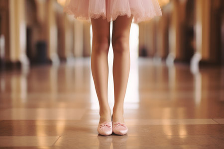 Legs of ballerina sport. Class foot point. Generate AIの素材
