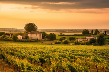 France vineyard landscape rustic. Scenic field. Generate AIの素材