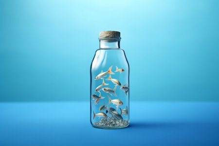 Fish swim small bottle. Hobby scale. Generate AIの素材