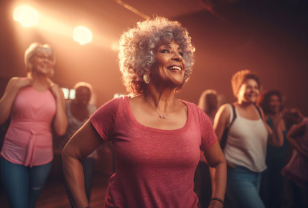 Woman joyful dance class enjoying. Casual adult. Generate AIの素材