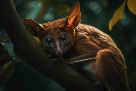 Bat tree branch forest. Park exotic. Generate AIの素材