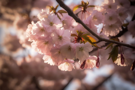 Cherry blossom branch tree. Natural season. Generate AIの素材