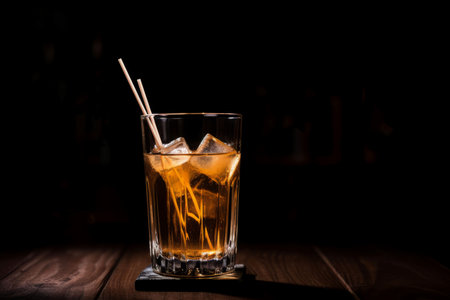 Cocktail drink glass ice cubes. Cold fresh. Generate AIの素材