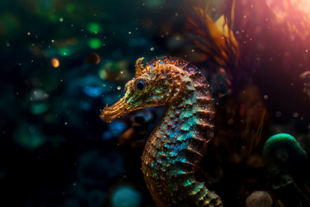 Seahorse bright view. Ocean beauty. Generate AIの素材
