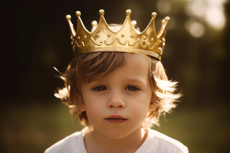 Baby boy crown portrait. Person smile. Generate AIの素材