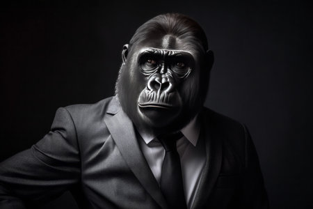 Gorilla dressed in suit animal. Mask strong. Generate AIの素材