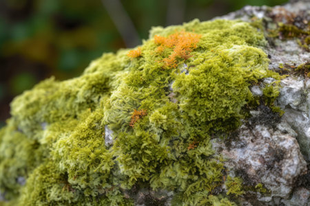 Overgrown lichen stone plant. Surface natural. Generate AIの素材