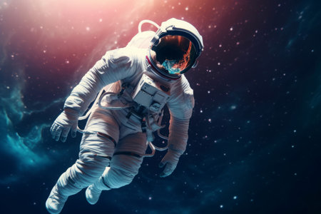 Astronaut floating universe sky. Star world. Generate AIの素材