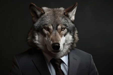 Wolf business suit. Animal manager boss. Generate AIの素材