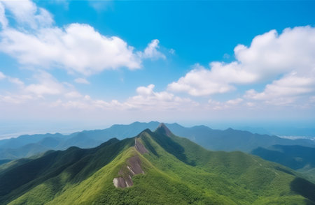 Mountain top scenery. Top cloud beauty. Generate AIの素材