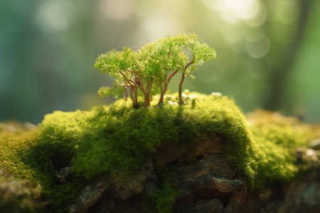 Green plant growing moss. Outdoor bush. Generate AIの素材