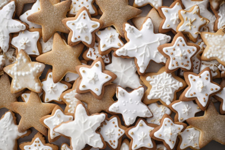 Christmas stars cookies sweet. Baked dessert. Generate AIの素材