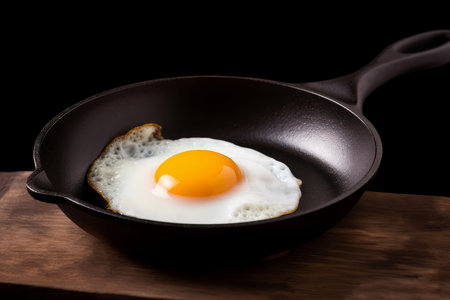 Fried egg pan breakfast. Cook dish. Generate AIの素材
