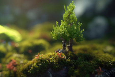 Green plant moss. Plant texture grass. Generate AIの素材