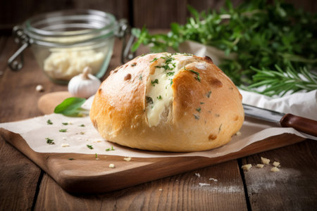 Garlic bread cheese herbs. Fresh snack. Generate Aiの素材