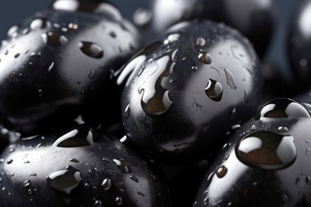 Olives black closeup food. Oil macro. Generate Aiの素材