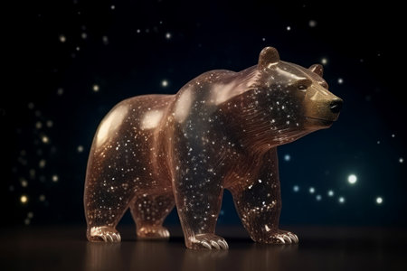 Transparent bear stars sky. Animal color. Generate Aiの素材