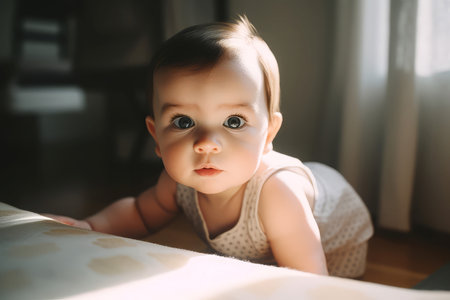 Cute baby playful. Little child. Generate Aiの素材