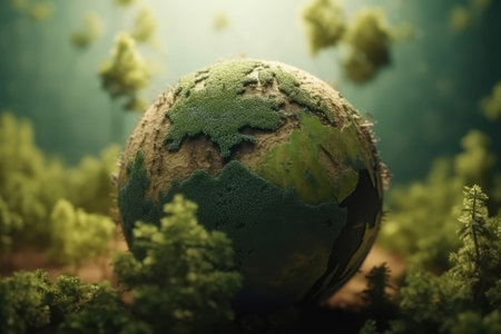 Green eco planet. Planet save earth. Generate Aiの素材