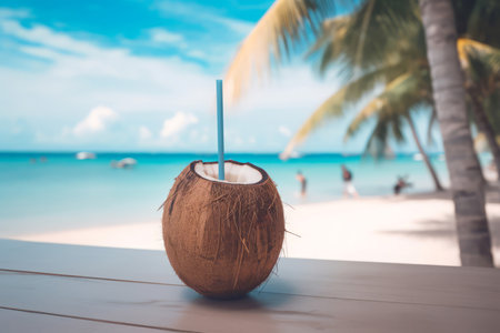 Coconut cocktail beverage. Fruit drink. Generate Aiの素材