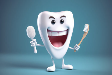 Tooth white character. Strong oral clinic. Generate Aiの素材