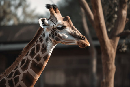 Giraffe head closeup zoo. Face eyes. Generate Aiの素材
