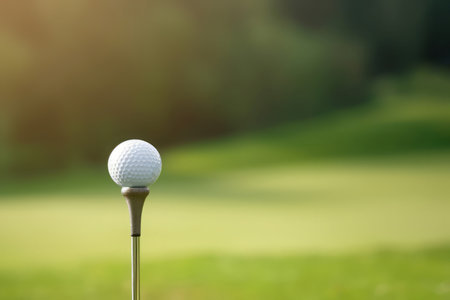 Golf ball grass. Macro club play. Generate Aiの素材