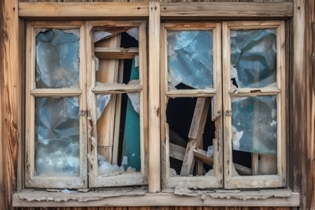 Old window frame. Wooden rustic. Generate Aiの素材