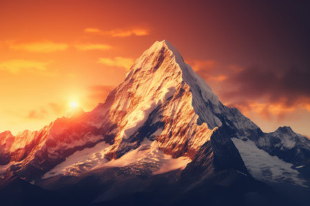 Mountain sunset view. Travel nature. Generate Aiの素材