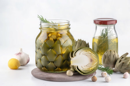 Artichokes pickled olive oil cuisine. Cuisine meal. Generate Aiの素材