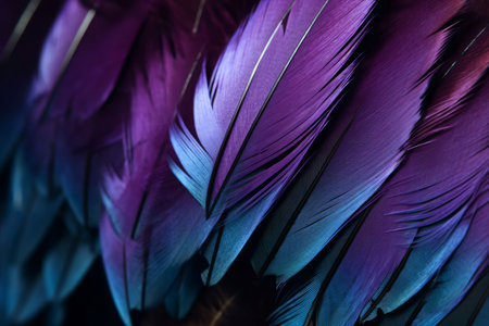Purple feathers. Pattern bird color. Generate Aiの素材