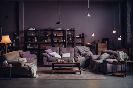 Full room couches. Nobody mood. Generate Aiの素材