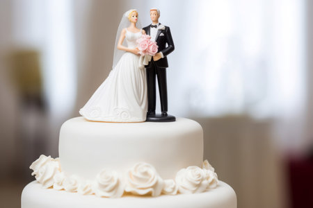 Bride groom wedding cake cream. Life statue. Generate Aiの素材
